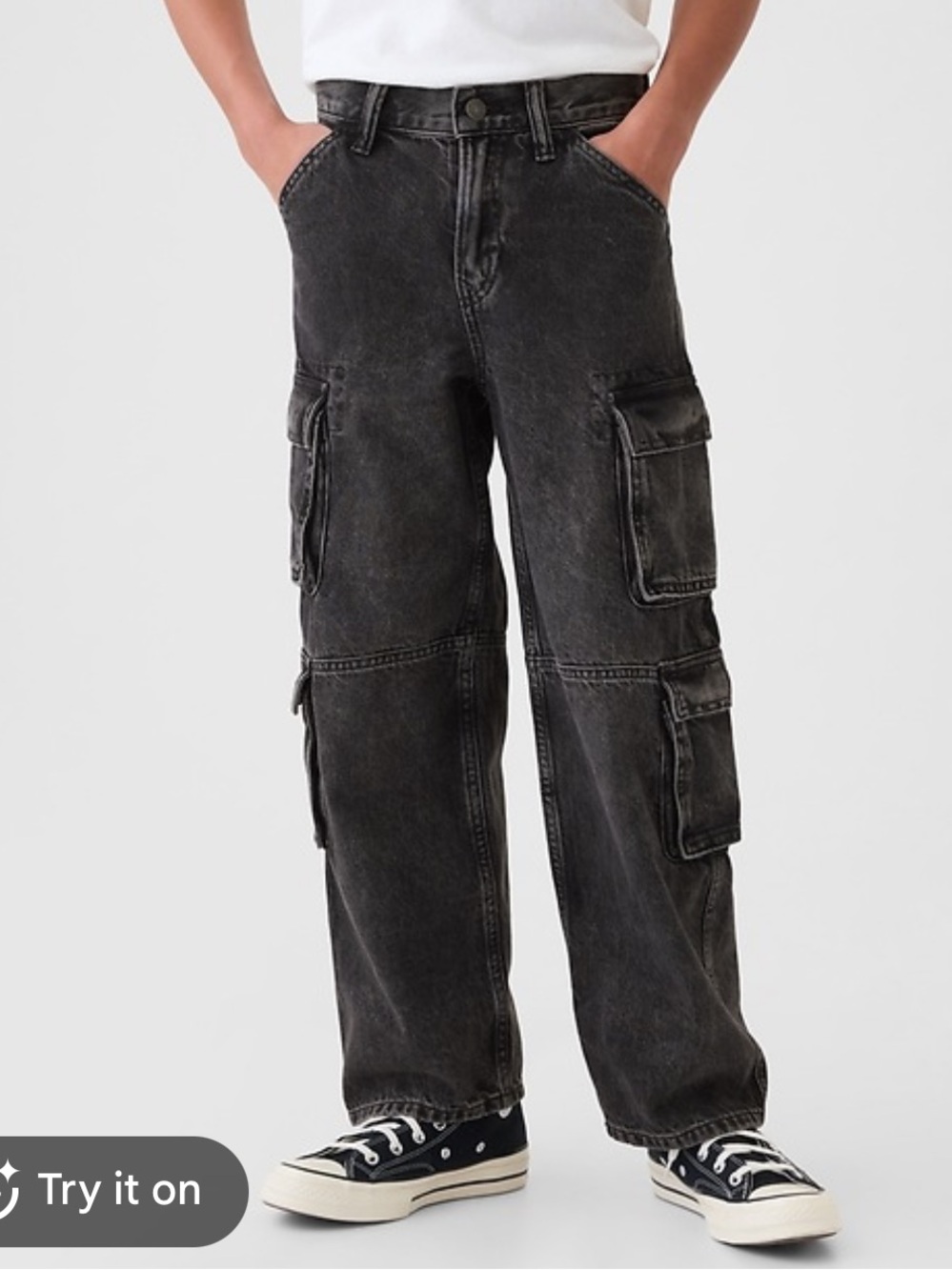 GAP kids double Black Cargo jeans baggy